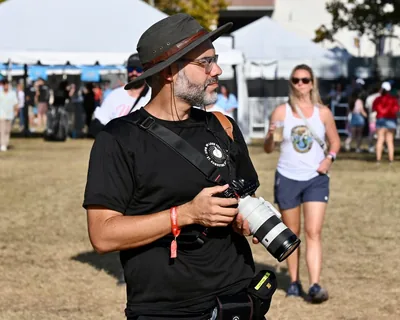 First Sight Films owner Diego Cerquera at Sing Out Loud Festival, Francis Field, St. Augustine, FL