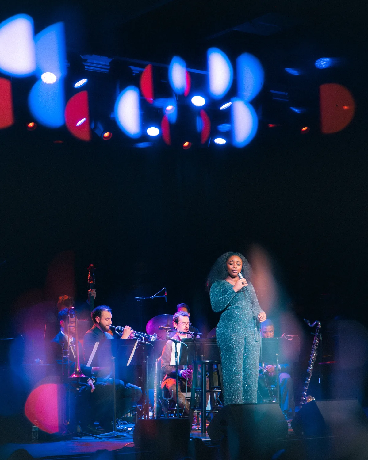 Samara Joy performing with live orchestra at Fort Mose Jazz Festival in St. Augustine, Florida